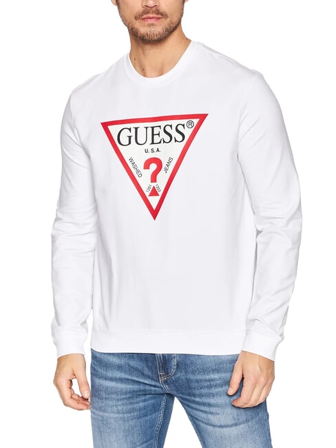 GUESS AUDLEY Felpa logo triangolo purwhite - Felpe Uomo