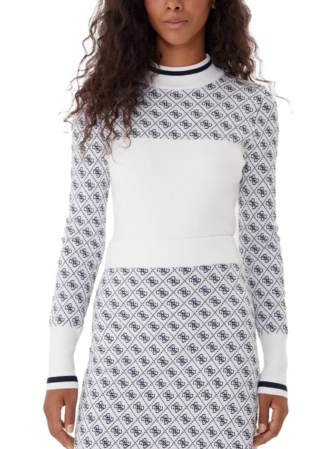 GUESS MOCK NECK AUBREY 4G Maglione slim fit 4g cream and blue - Maglie Donna