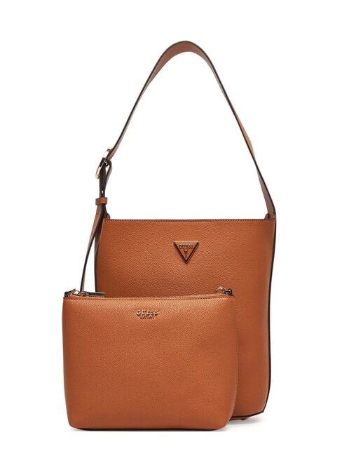 GUESS MERIDIAN 2 Borsa a secchiello con pouch COGNAC - Borse Donna