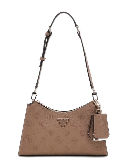 GUESS CRESIDIA II Borsa a spalla con zip dark taupe logo - Borse Donna