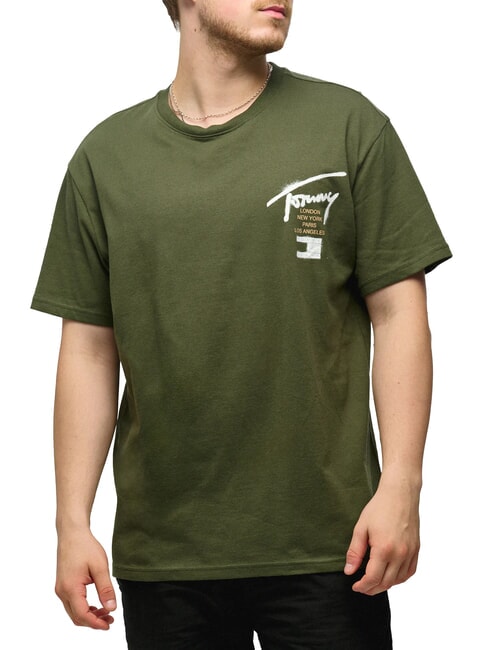 TOMMY HILFIGER TH JEANS City T-Shirt in cotone fatigue green - T-shirt Uomo