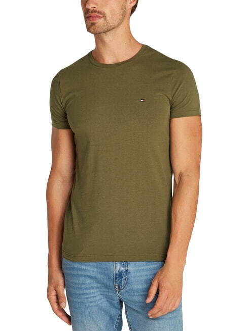 TOMMY HILFIGER  T-shirt stretch uomo army green - T-shirt Uomo