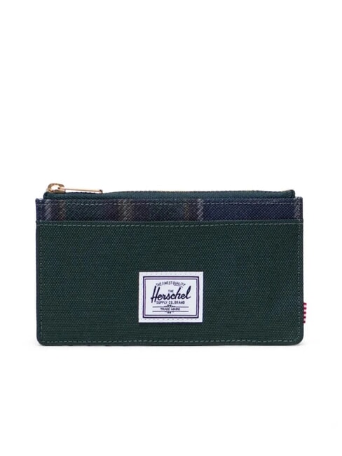 HERSCHEL OSCAR Portacarte piatto con portamonete darkest spruce winter plaid - Portafogli Donna