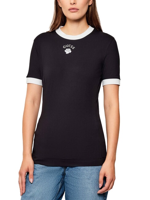 GUESS MINI ROSE T-shirt maniche corte slim fit jetbla - T-shirt e Top Donna