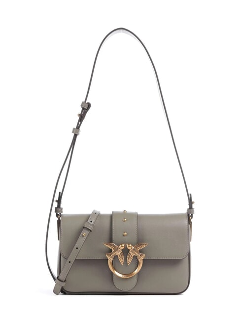 PINKO LOVE ONE SLOUCHY Borsa mini tracolla in pelle noce-antique gold - Borse Donna