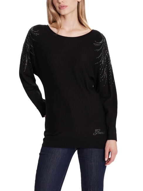 GUESS BAT SLEEVE LORETTA Maglione scollo a barca relaxed fit jetbla - Maglie Donna