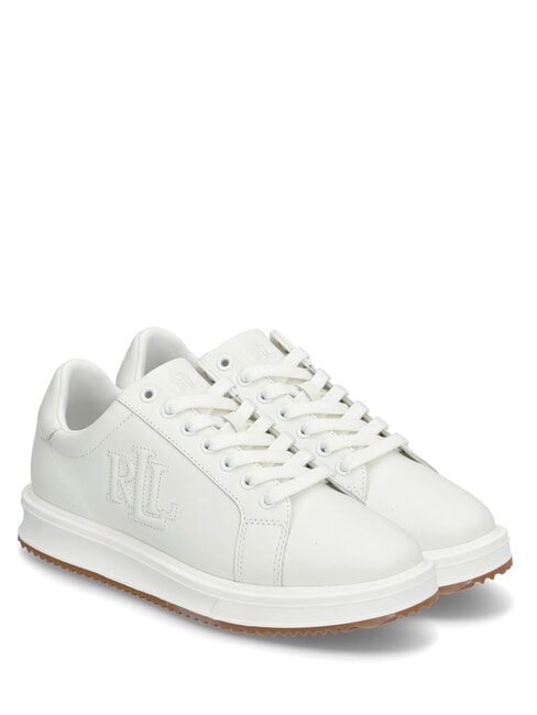 RALPH LAUREN AINSLEY Sneakers in pelle logo impunturato soft white - Scarpe Donna