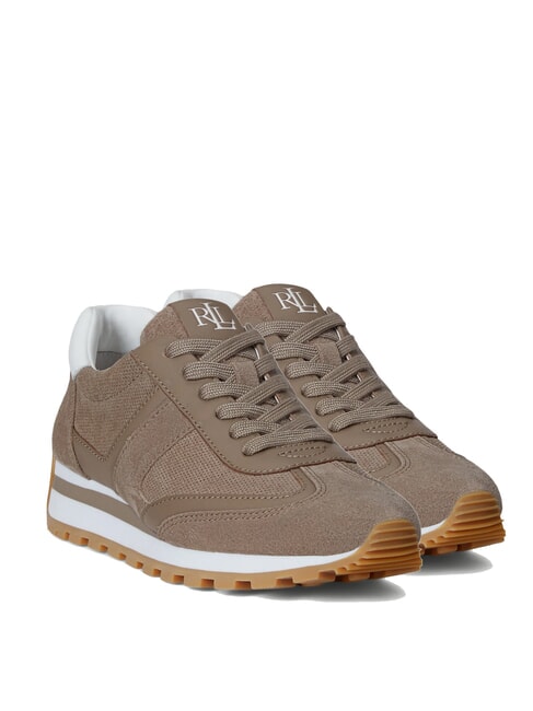 RALPH LAUREN DANI Sneakers microforate in pelle suede taupe brown/taupe brown/white - Scarpe Donna