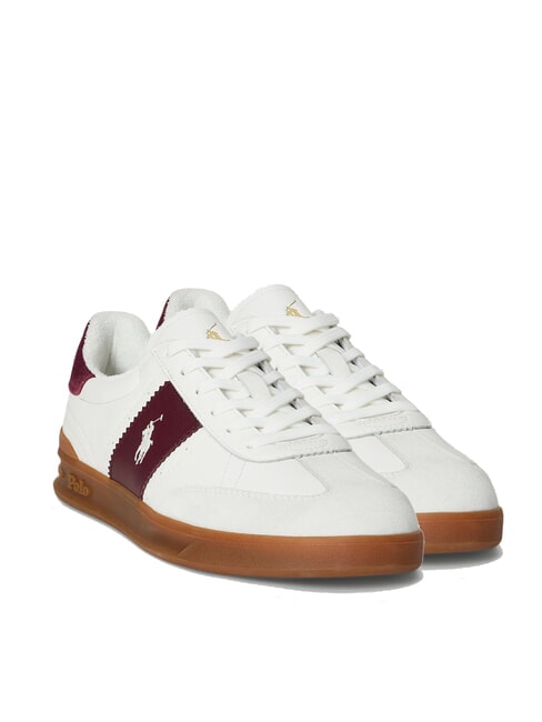 RALPH LAUREN HERITAGE AERA Sneakers in pelle off white/wine - Scarpe Uomo