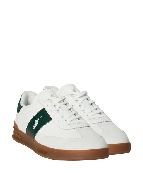 RALPH LAUREN HERITAGE AERA Sneakers in pelle off white/forest - Scarpe Uomo