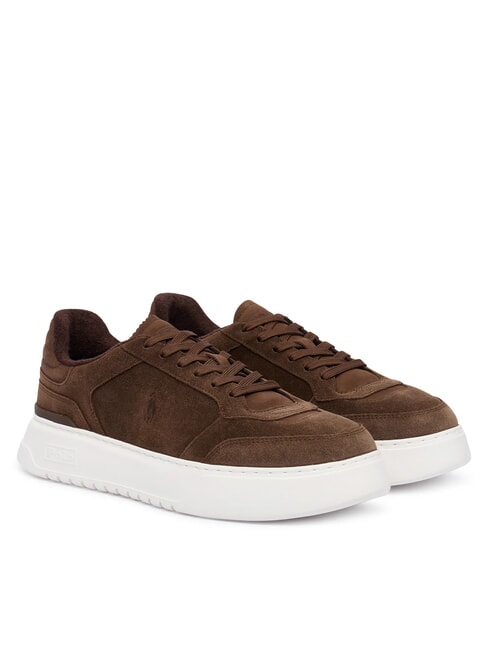 RALPH LAUREN RLITE COURT Sneakers in pelle suede chocolate brown - Scarpe Uomo