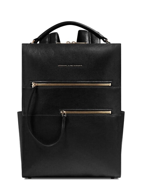 PIQUADRO W140 Zaino donna in pelle porta pc 14" Nero - Zaini da lavoro porta PC