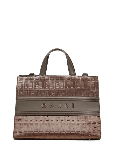 GAUDÌ ADA VELUR L Borsa a mano con inserti in velluto taupe - Borse Donna