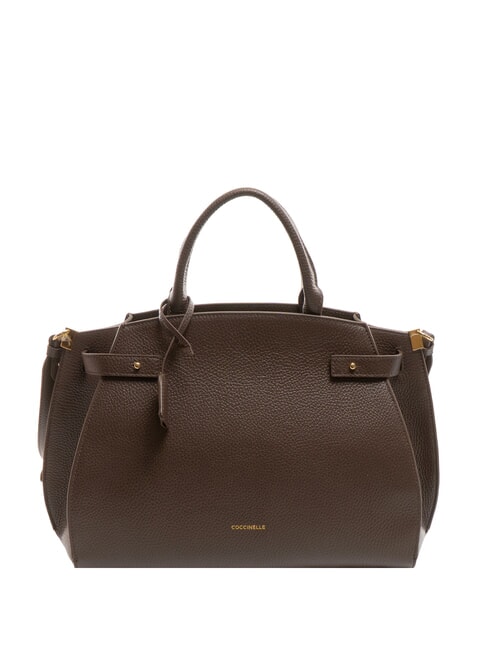 COCCINELLE KLICHE Borsa a mano in pelle con tracolla fondant brown - Borse Donna