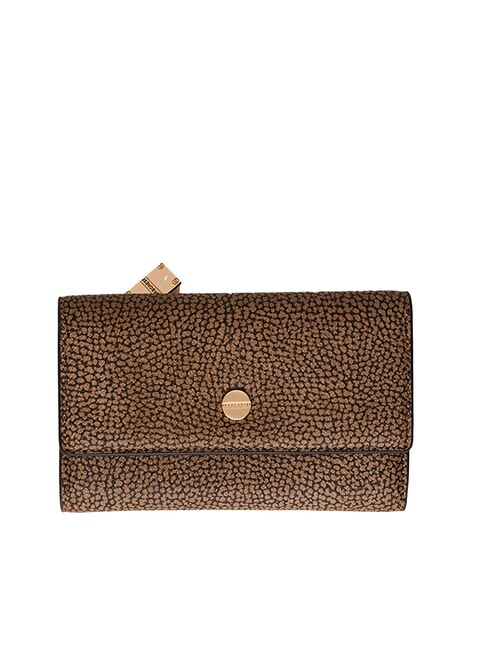 BORBONESE VITE COATED OP Portafoglio medio con patta op naturale/nero - Portafogli Donna