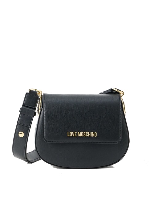 LOVE MOSCHINO CHUNKY TAB Borsa a tracolla con flap Nero - Borse Donna