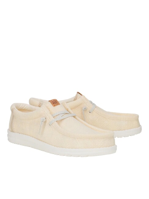 HEY DUDE WALLY JUTE Mocassini easy-on in canvas egret - Scarpe Uomo