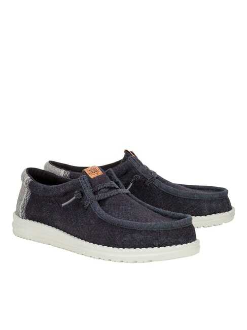 HEY DUDE WALLY JUTE Mocassini easy-on in canvas black/granite grey - Scarpe Uomo
