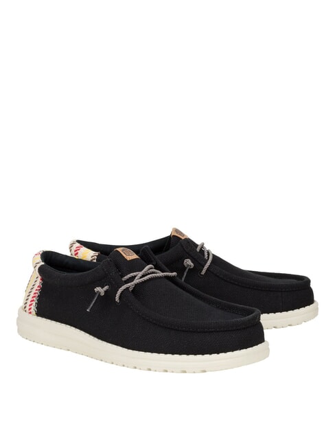 HEY DUDE WALLY RESORT Mocassini misto lino dettagli in sughero black/multi - Scarpe Uomo