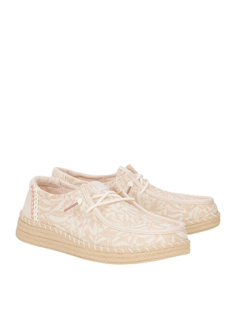 HEY DUDE WENDY ESPADRILLE RETRO PALM Mocassini easy-on in juta pale pink/white - Scarpe Uomo