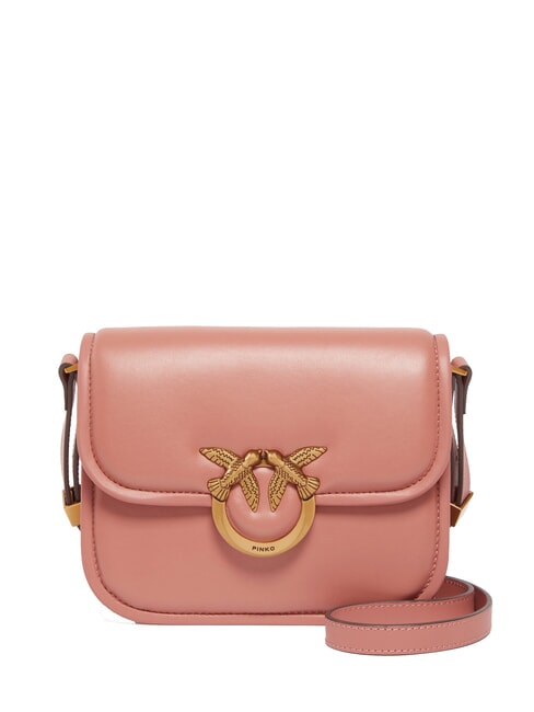 PINKO LOVE BOX Borsa mini in nappa con flap marrone aragona-antique gold - Borse Donna