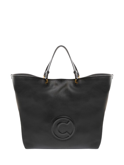 COCCINELLE CALLISTO Borsa shopping in pelle logo rilievo Nero - Borse Donna