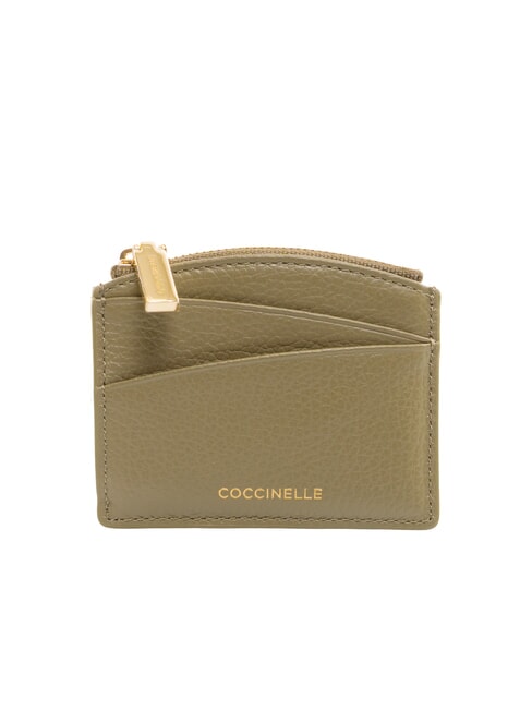 COCCINELLE ROUNDED PRINTED Portacarte piccolo in pelle con zip laurel green - Portafogli Donna