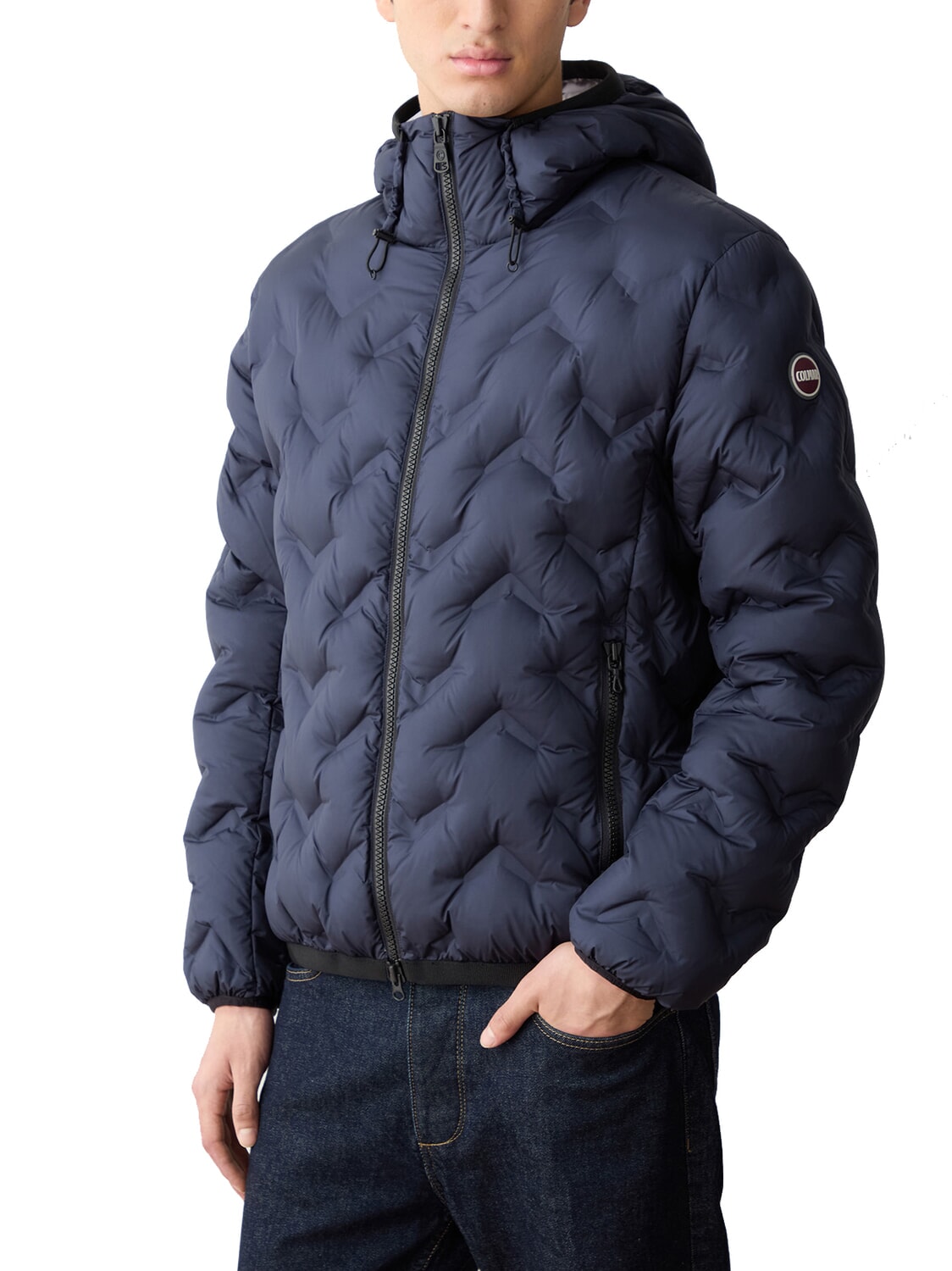 Colmar Dashed Piumino Con Cappuccio Navy Blue-Ice Acquista A