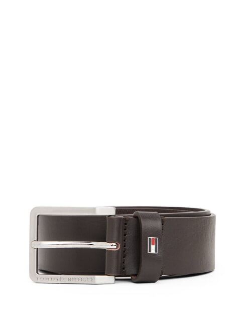 TOMMY HILFIGER OLIVER Cintura in pelle Made in Italy testa di moro - Cinture
