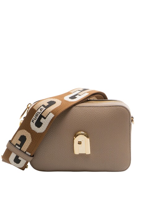 FURLA GARDENIA Borsa camera case in pelle stampa keria taupe+toni cognac - Borse Donna