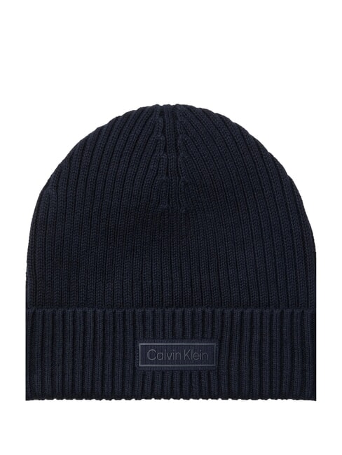 CALVIN KLEIN PATCH CHUNKY RIB  Berretto ck navy - Cappelli