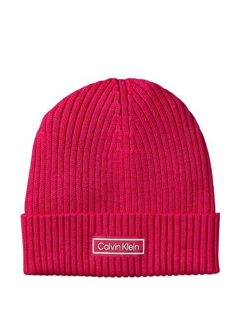 CALVIN KLEIN PATCH CHUNKY RIB  Berretto petunia pink - Cappelli