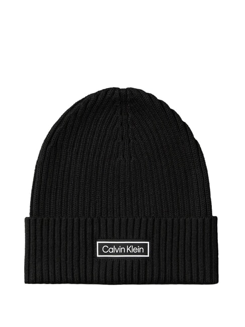 CALVIN KLEIN PATCH CHUNKY RIB  Berretto na black - Cappelli