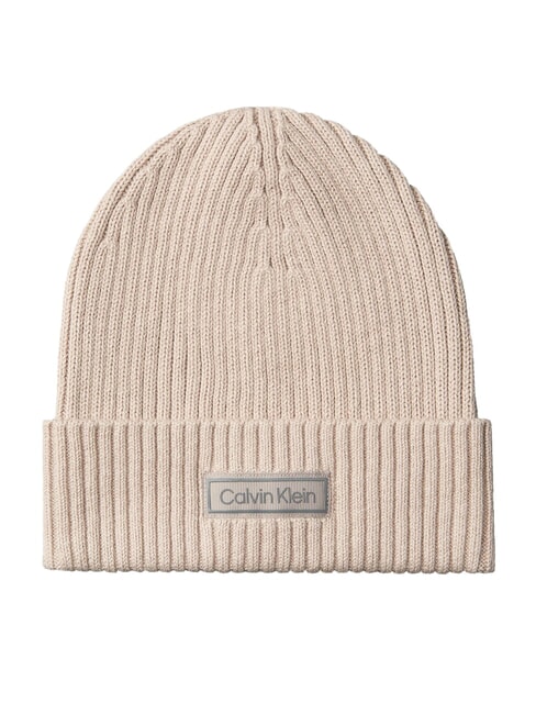 CALVIN KLEIN PATCH CHUNKY RIB  Berretto chateau - Cappelli
