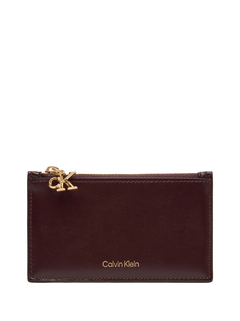 CALVIN KLEIN HARDWARE MONOGRAM Portacard / Portamonete in pelle fudge - Portafogli Donna