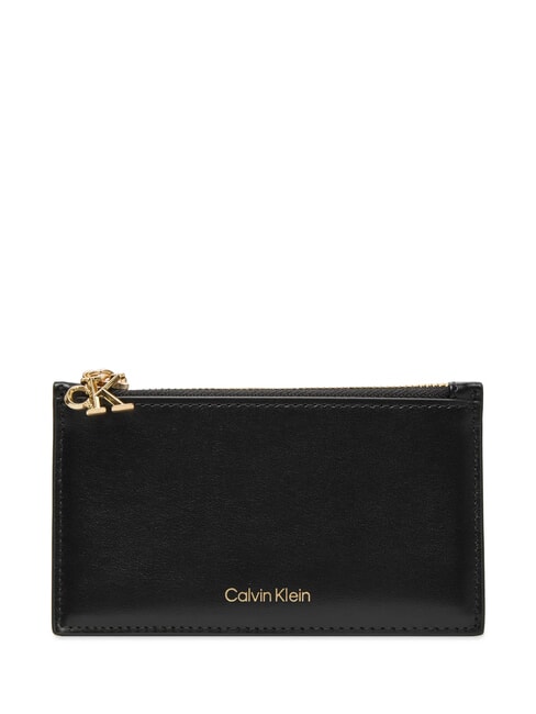 CALVIN KLEIN HARDWARE MONOGRAM Portacard / Portamonete in pelle na black - Portafogli Donna