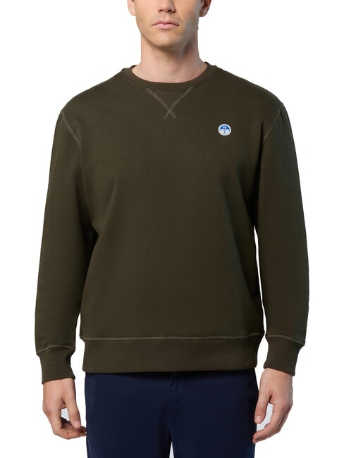 NORTH SAILS ROUND LOGO Felpa girocollo in cotone forest green - Felpe Uomo