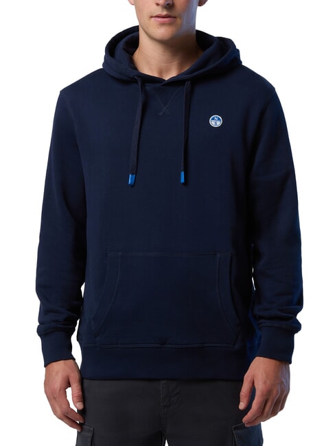 NORTH SAILS ROUND LOGO Felpa in cotone con cappuccio navy blue - Felpe Uomo