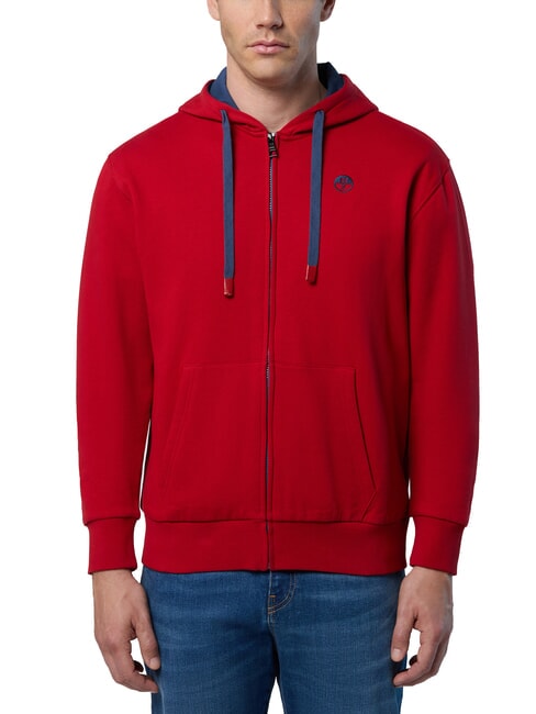 NORTH SAILS LOGO Felpa full zip con cappuccio red lava - Felpe Uomo