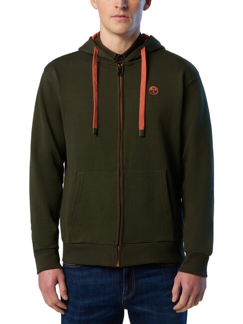 NORTH SAILS LOGO Felpa full zip con cappuccio forest green - Felpe Uomo