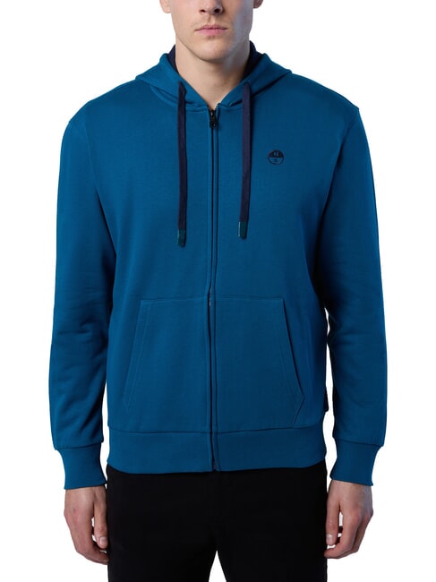 NORTH SAILS LOGO Felpa full zip con cappuccio water green - Felpe Uomo