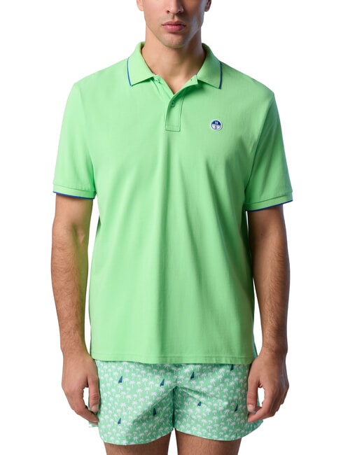 NORTH SAILS COLLAR STRIPED Polo manica corta in cotone summer green - Polo Uomo