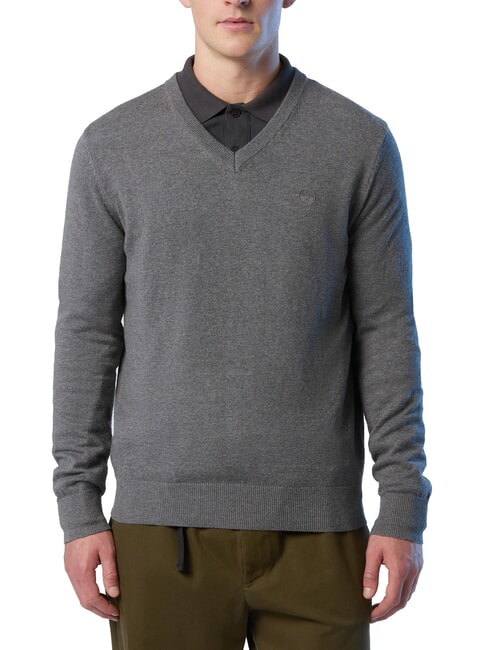 NORTH SAILS N|S Maglione con scollo a V medium grey melange - Maglie Uomo