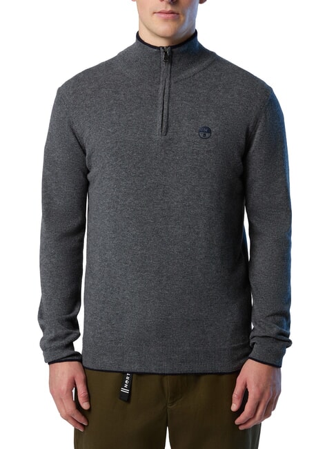NORTH SAILS N|S Maglione collo alto mezza zip medium grey melange - Maglie Uomo