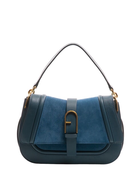 FURLA FLOW Borsa in pelle media con tracolla toni grigio blu - Borse Donna