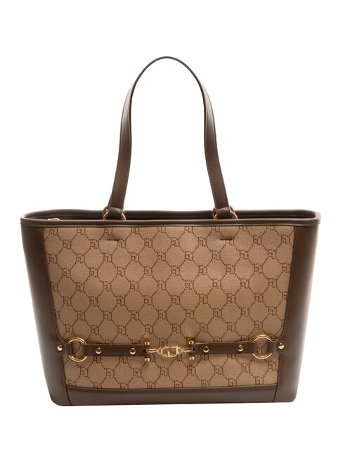 GAUDÌ NEW DIAZ Borsa shopping con logo jacquard tan - Borse Donna