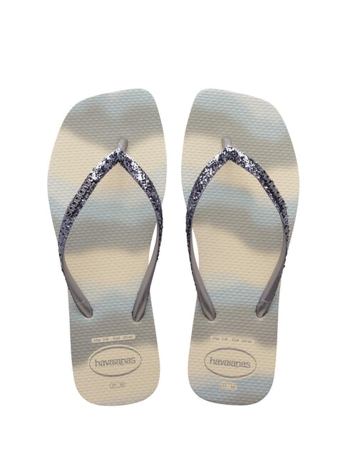 HAVAIANAS STYLESLIM SQUARE GLITTER Infradito squadrate beige/silver metallic - Scarpe Donna