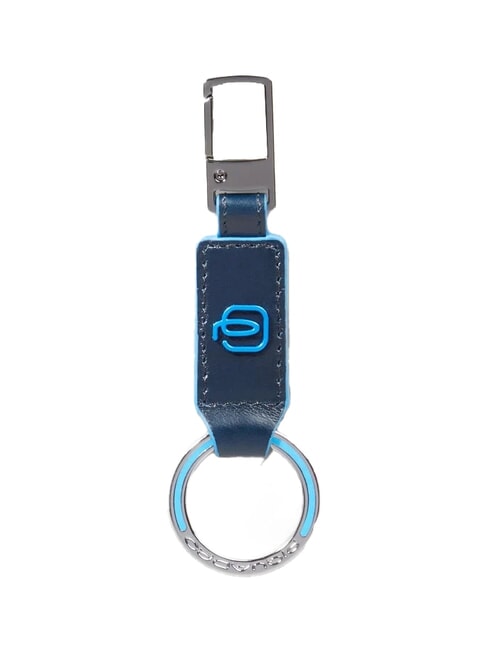 PIQUADRO BLUE SQUARE Portachiavi con charm in pelle blu - Portachiavi