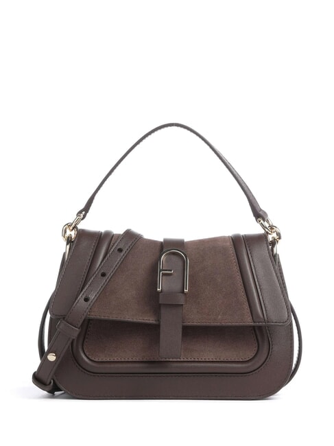 FURLA FLOW Borsa in pelle piccola con tracolla toni espresso - Borse Donna