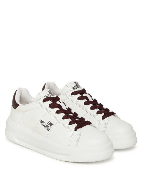 LOVE MOSCHINO ECLIPSE50 Sneakers in pelle bianco/burgundy - Scarpe Donna